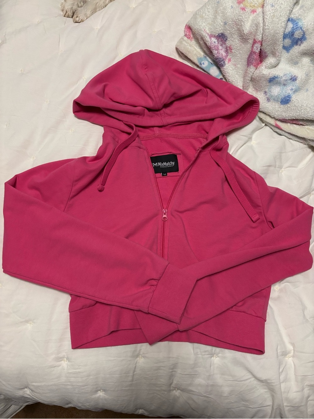 Hot Pink Zip-Up Hooded Sweatshirt